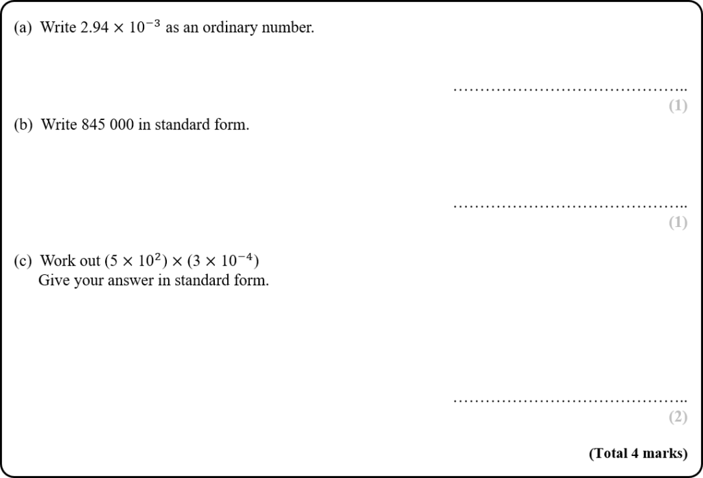 J22 1F 26 Standard form conversions and calculations – Miss Norledge's ...